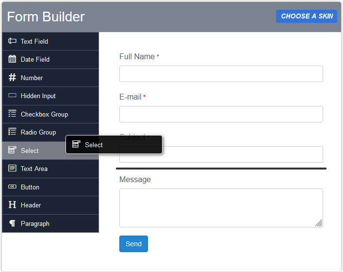 Contact builder with Drag & Drop Editor